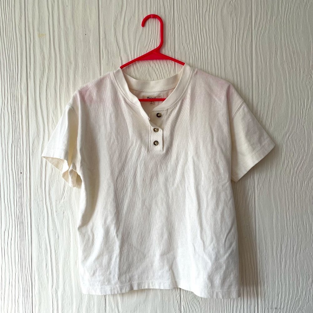 Madewell Parkview Henley Tee Shirt - size S - off white